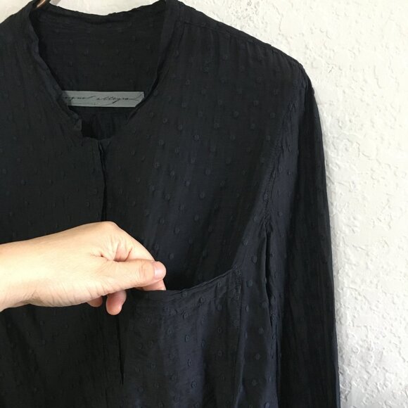 Raquel Allegra Womens 2 Polka Dot Embroidered Button Down Blouse Long Sleeves - Picture 4 of 16